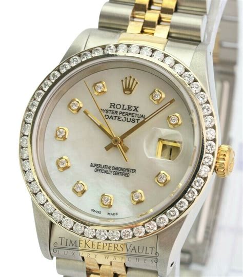 rolex datejust white buckley dial|Rolex 36mm Datejust diamond bezel.